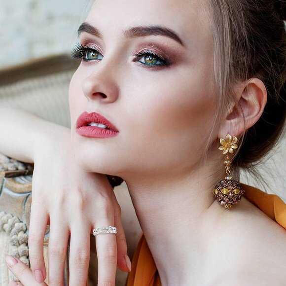 🆕 Women Silver Stack Eternity Rings Infinity Double Wrap Guard Enhancer Wedding - Picture 2 of 9